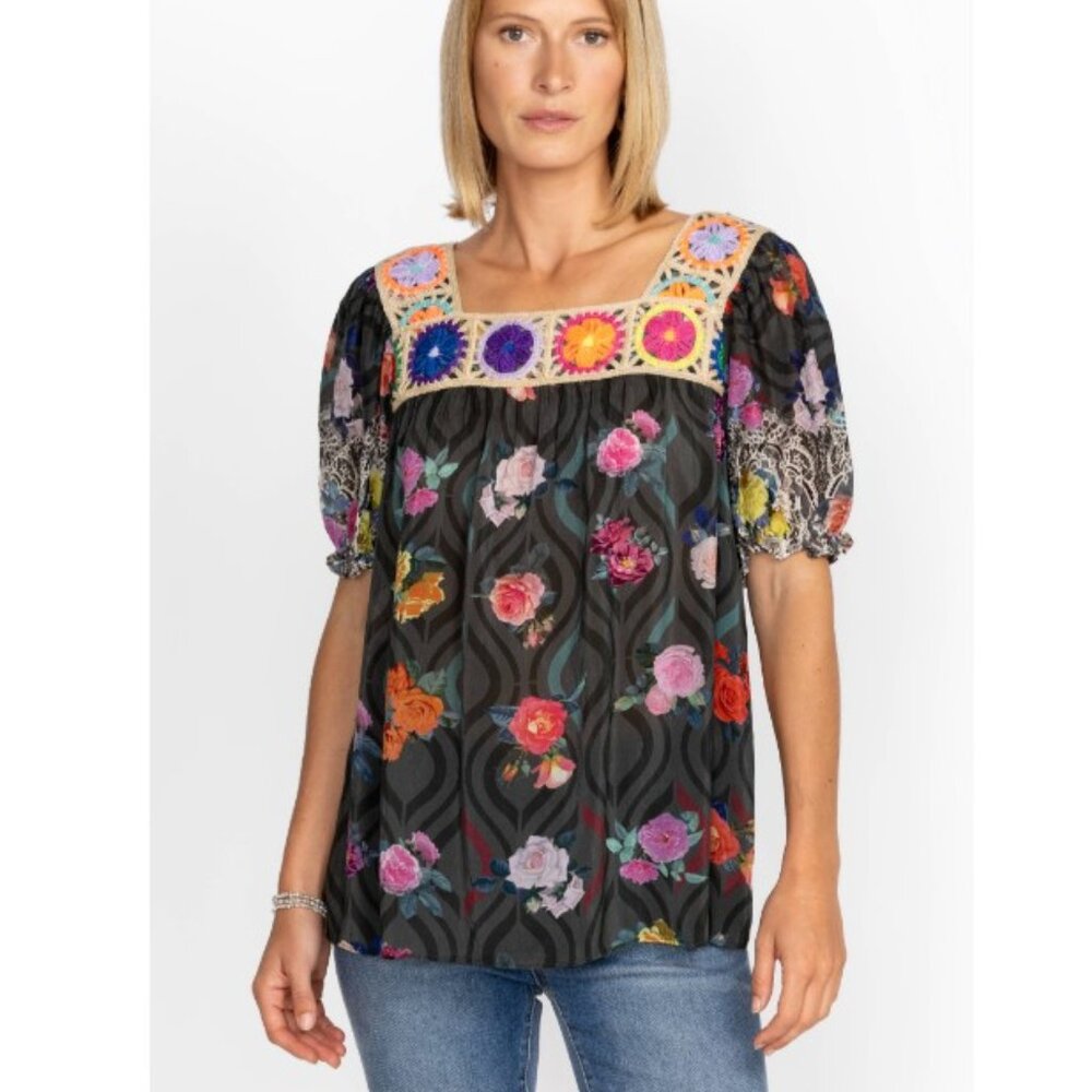 Johnny Was Rose Crochet Tristan Blouse NWT Size XS